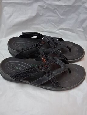 Orthofeet Clio Women's Black Comfort Sandals Sz 11 Preowned